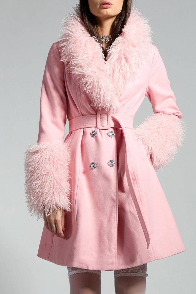 Sparkl Faux Fur Trench Coat | Urban Outfitters