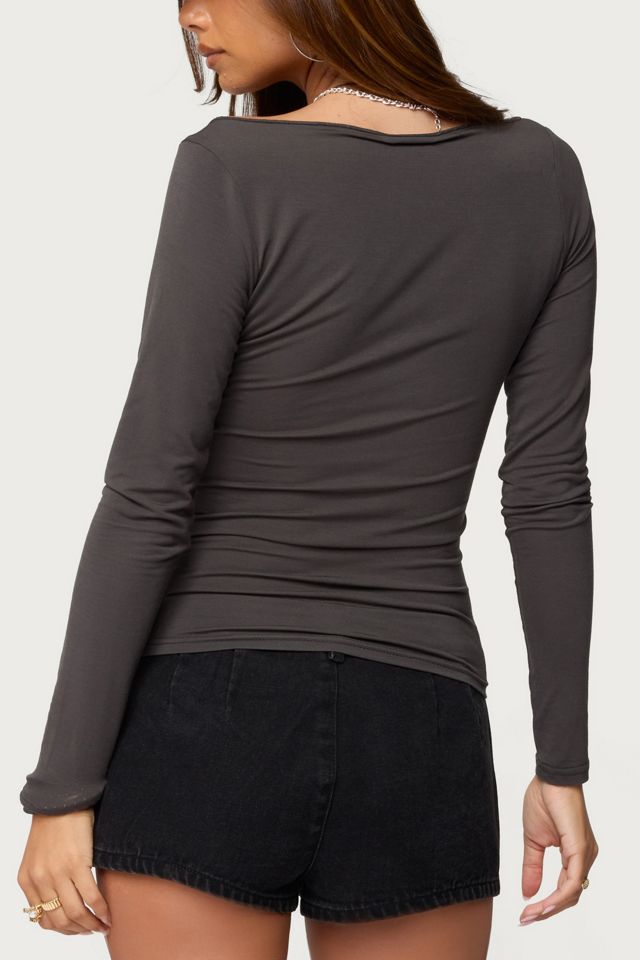 Edikted Alefa Scoop Neck Long Sleeve Top #4