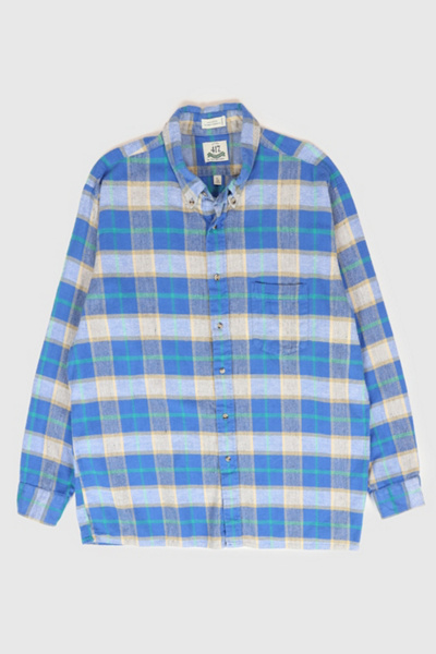 Vintage Plaid Flannel Button-Down Shirt
