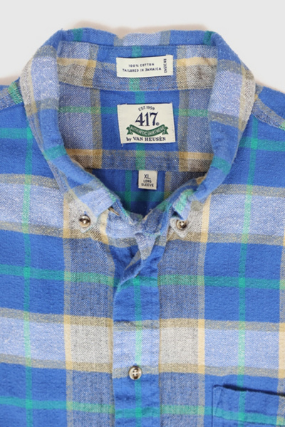 Vintage Plaid Flannel Button-Down Shirt
