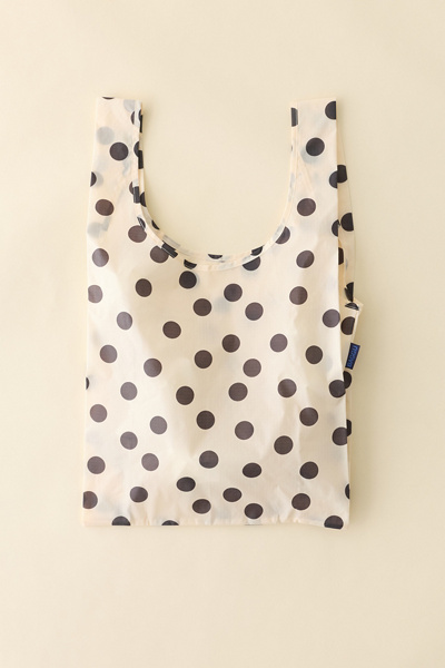 BAGGU Patterned Standard Reusable Tote Bag in Cream/Black Polka Dot at Urban Outfitters