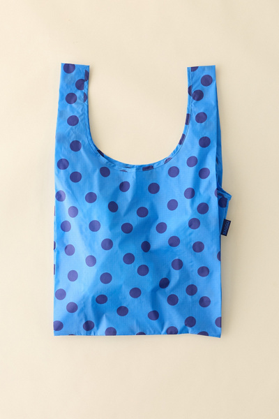 BAGGU Patterned Standard Reusable Tote Bag in Blue Polka Dot at Urban Outfitters