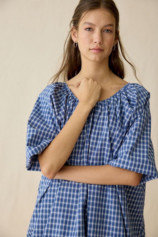 Ghospell Marissa Check Bubble Hem Trapeze Mini Dress #2