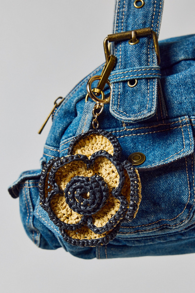 Raffia Rose Flower Bag Charm