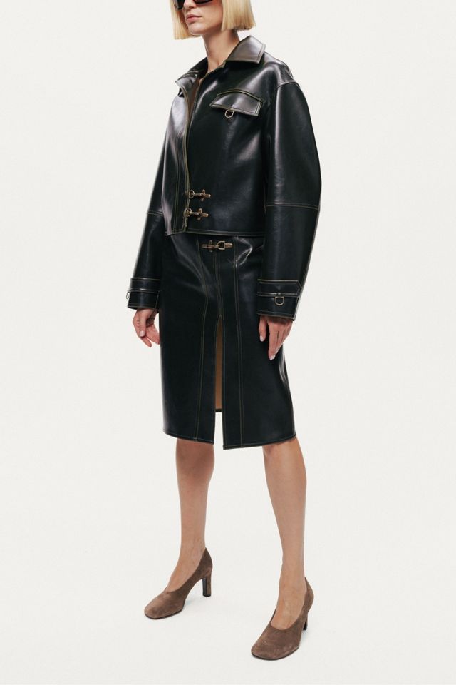 Nocturne Buckle Detail Faux Leather Jacket #3