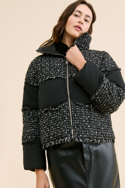 Steve Madden Snowdrop Tweed Puffer Jacket