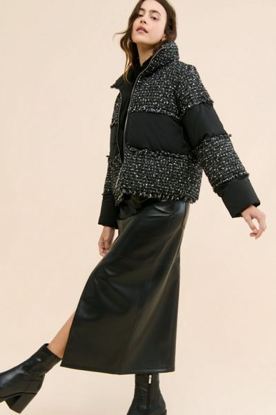 Steve Madden Snowdrop Tweed Puffer Jacket