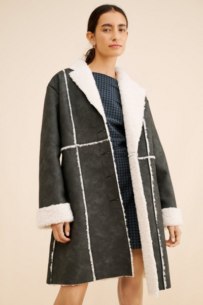 90s00s ビンテージ Manhattan オンブレーチェック 黒白 Pコート Lisa Says Gah Nadia Sherpa Jacket | Urban Outfitters