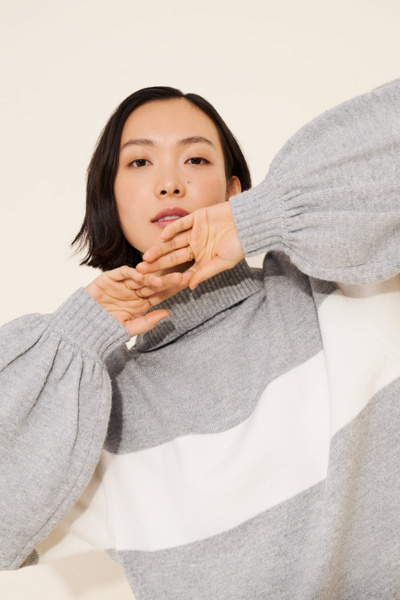 Dizzy Lizzy Stripe Turtleneck Sweater