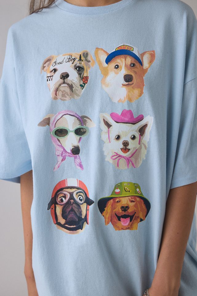 Dog Collage Graphic Oversized T-Shirt Dress | Urban Outfitters