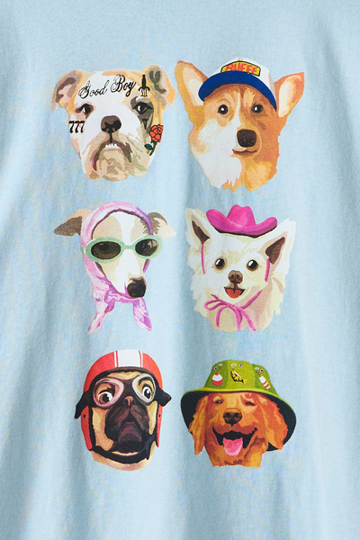 Dog Collage Graphic Oversized T-Shirt Dress