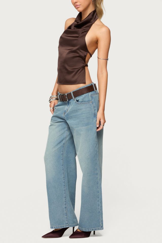 Edikted Satin Effect Backless Cowl Neck Top #1