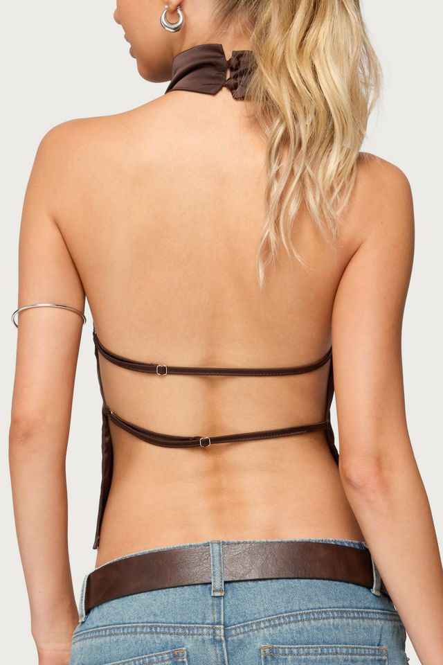 Edikted Satin Effect Backless Cowl Neck Top #4