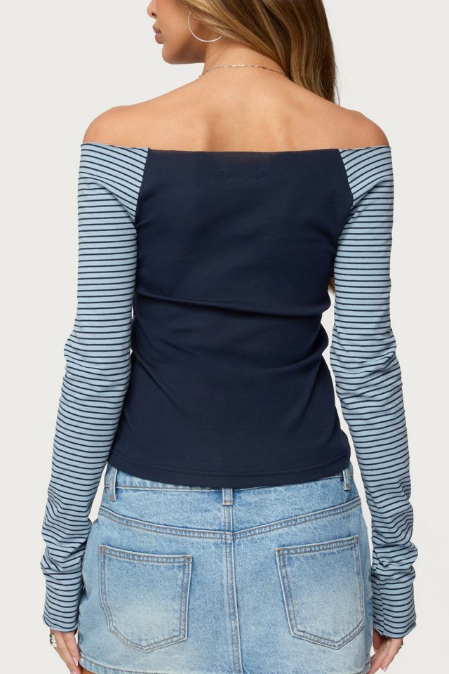 Edikted Rion Contrast Striped Off Shoulder Top #4