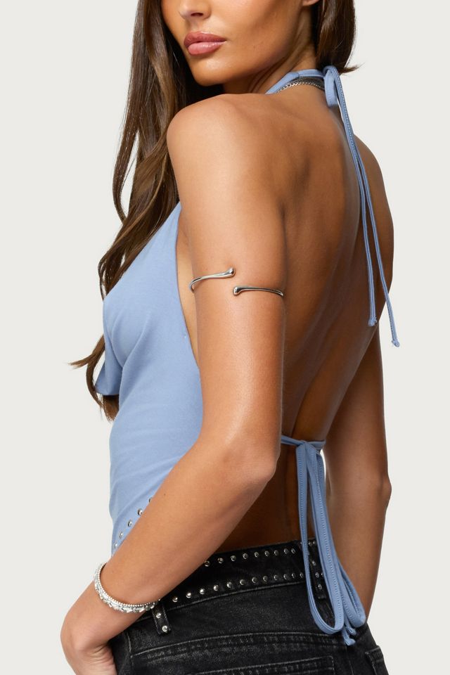 Edikted Zenya Backless Cowl Neck Halter Top #4