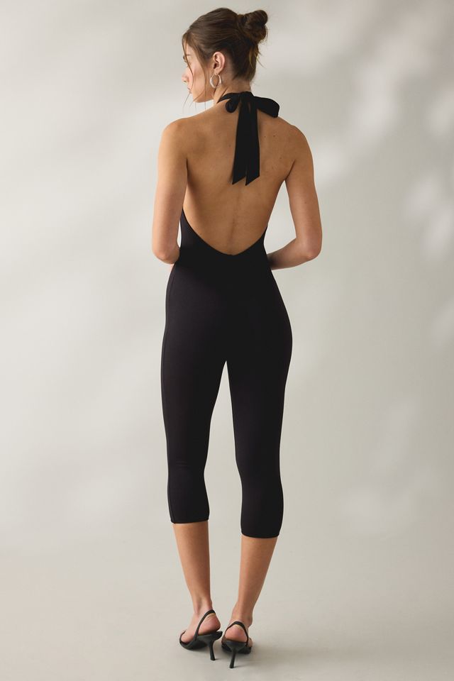 AFRM Patty Noir Backless Halter Capri Catsuit #6