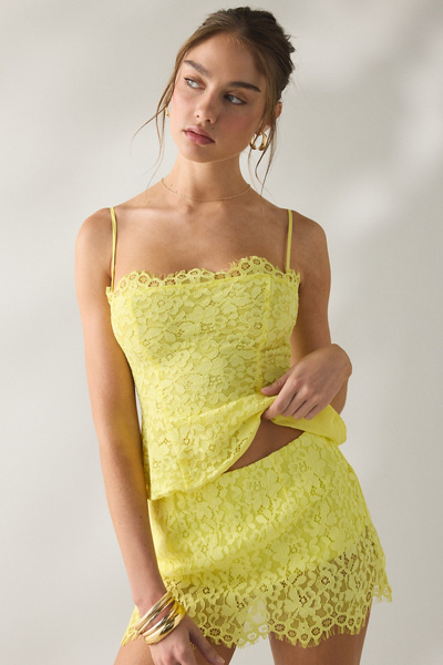 AFRM Presley Limelight Sheer Lace Mini Skirt