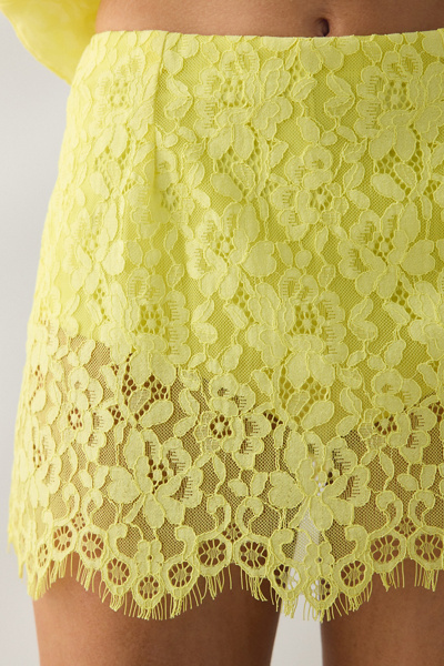 AFRM Presley Limelight Sheer Lace Mini Skirt
