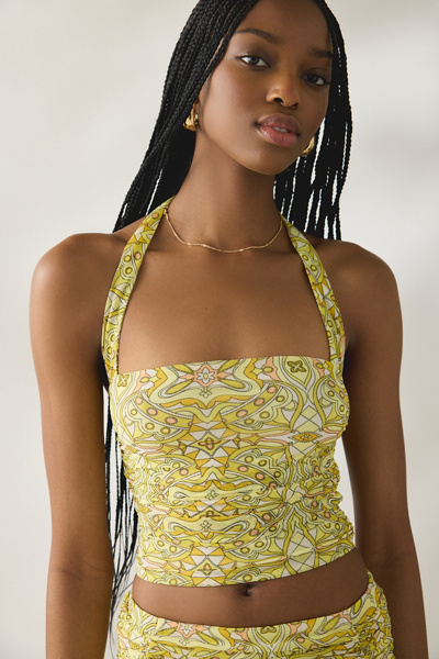 AFRM Aranya Sunlit Tile Mesh Halter Neck Top | Urban Outfitters