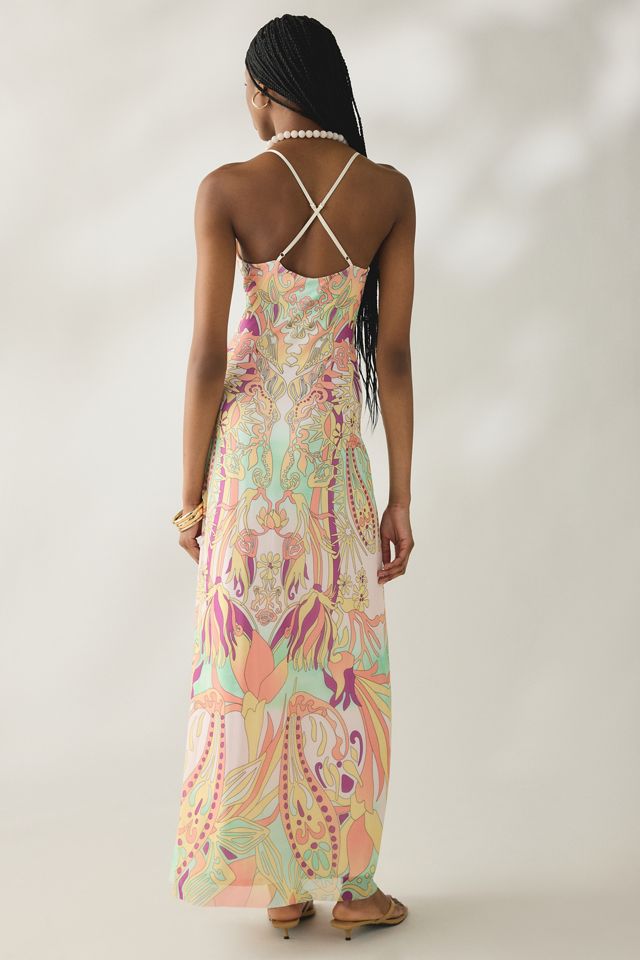 AFRM Romy Vintage Swirl Plunging Mesh Maxi Dress #3
