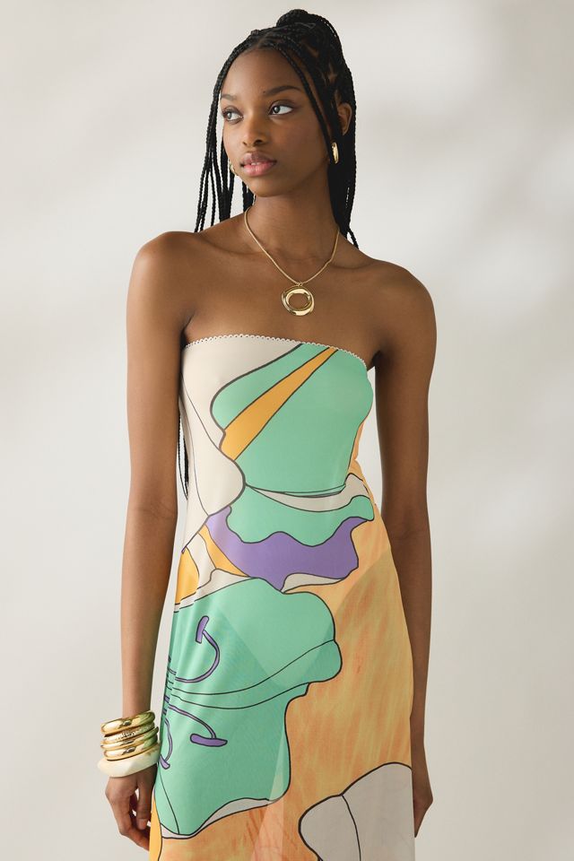 AFRM Alfie Semi-Sheer Mesh Strapless Maxi Dress #1
