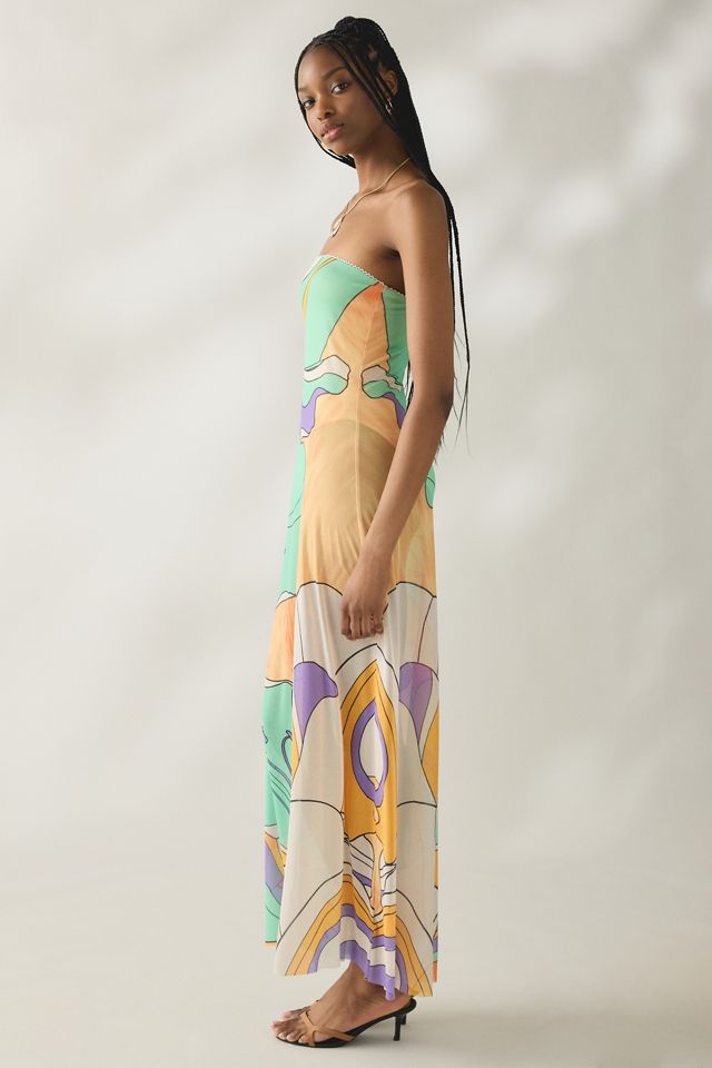 AFRM Alfie Semi-Sheer Mesh Strapless Maxi Dress #2