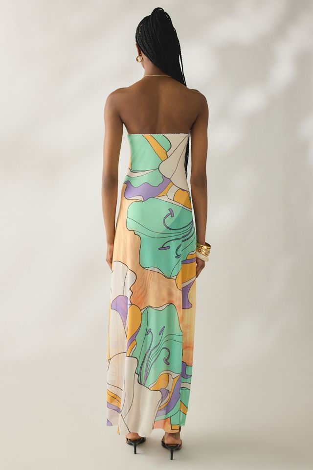 AFRM Alfie Semi-Sheer Mesh Strapless Maxi Dress #3