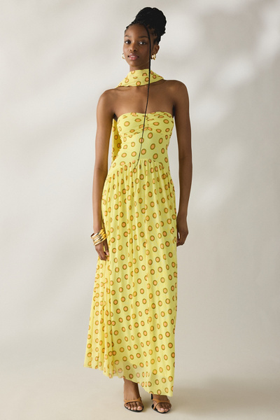 AFRM Rori Scarf Detail Strapless Maxi Dress