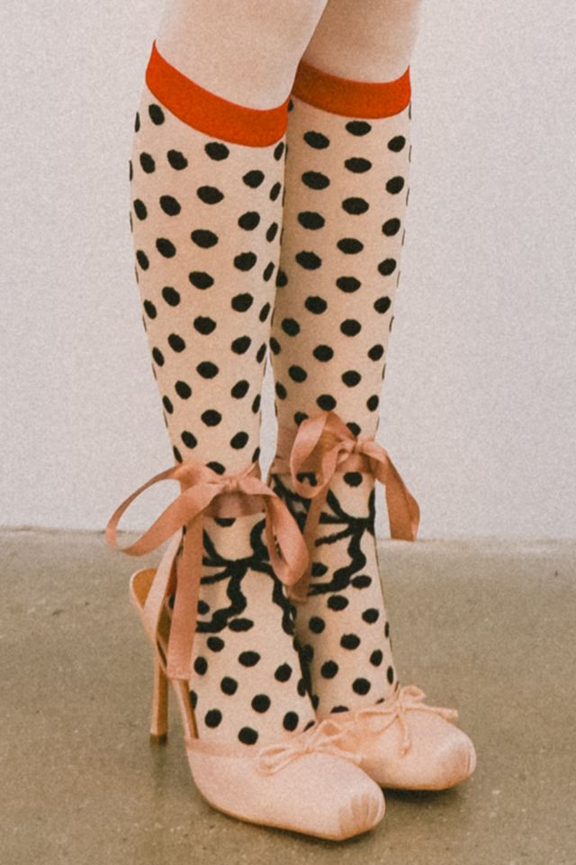 Sock Candy Polka Dot Bow Knee High Sheer Sock #2