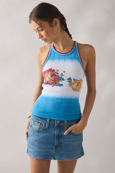 BDG Northshore Graphic Embroidered Trim Tank Top