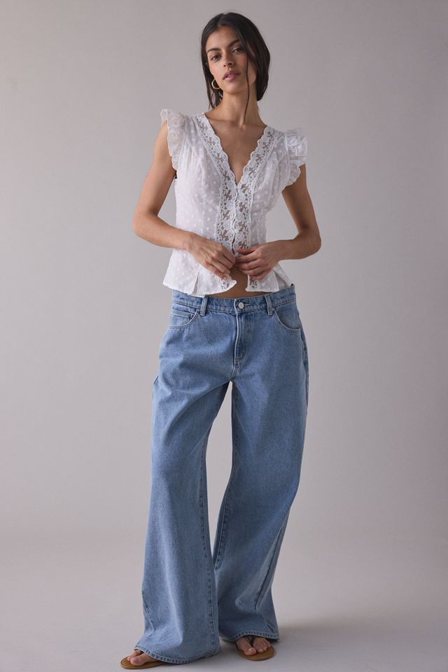 Kimchi Blue Aurelia Lace Trim Flutter Sleeve Blouse #2