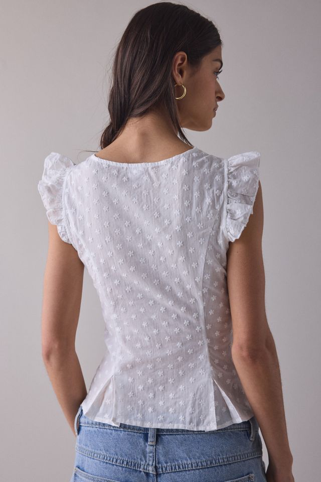 Kimchi Blue Aurelia Lace Trim Flutter Sleeve Blouse #3