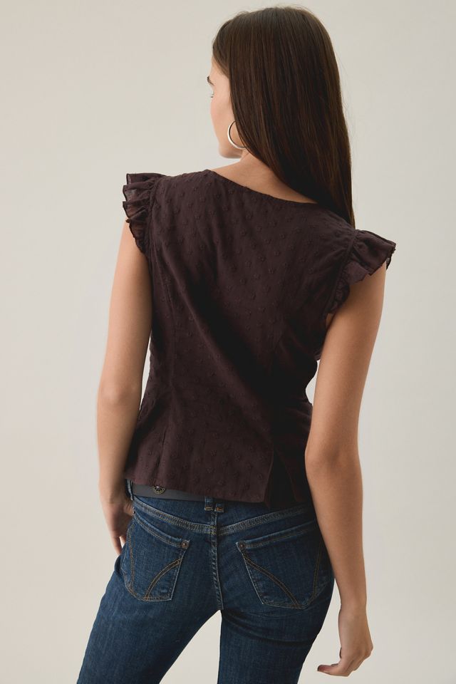 Kimchi Blue Aurelia Lace Trim Flutter Sleeve Blouse #1