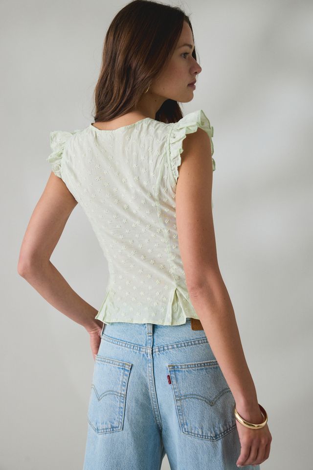 Kimchi Blue Aurelia Lace Trim Flutter Sleeve Blouse #1