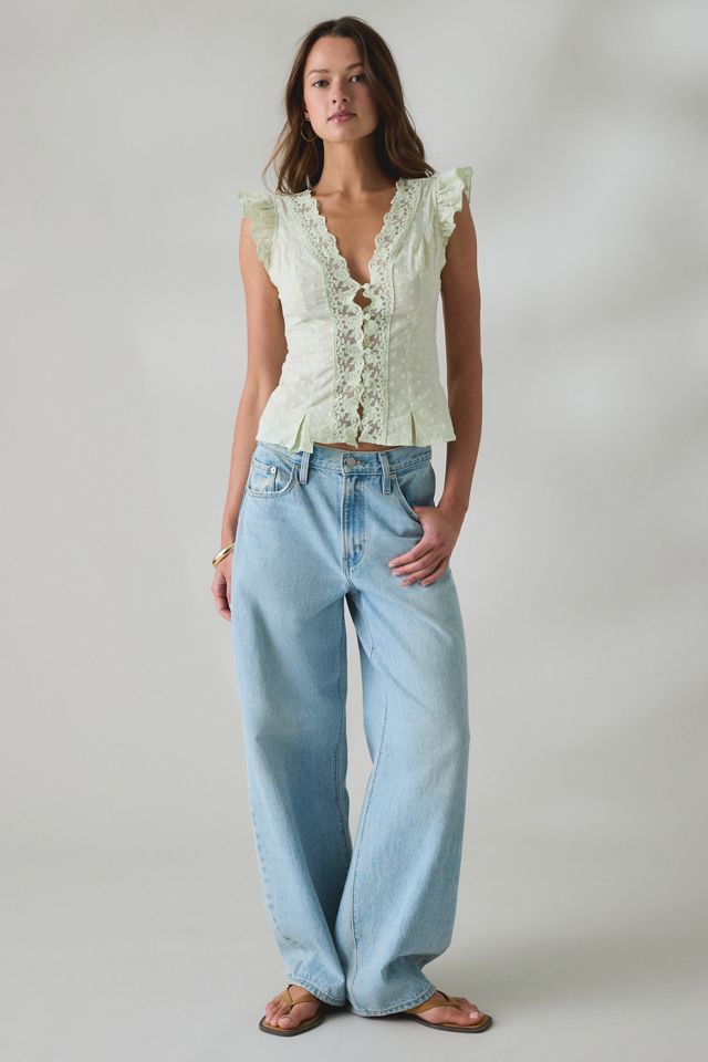 Kimchi Blue Aurelia Lace Trim Flutter Sleeve Blouse #3