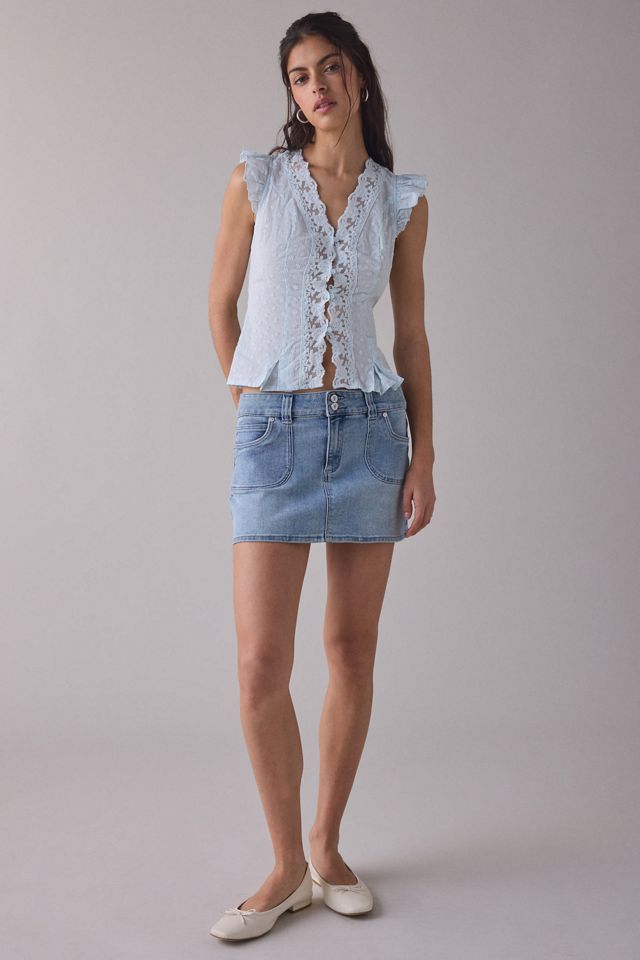 Kimchi Blue Aurelia Lace Trim Flutter Sleeve Blouse #2