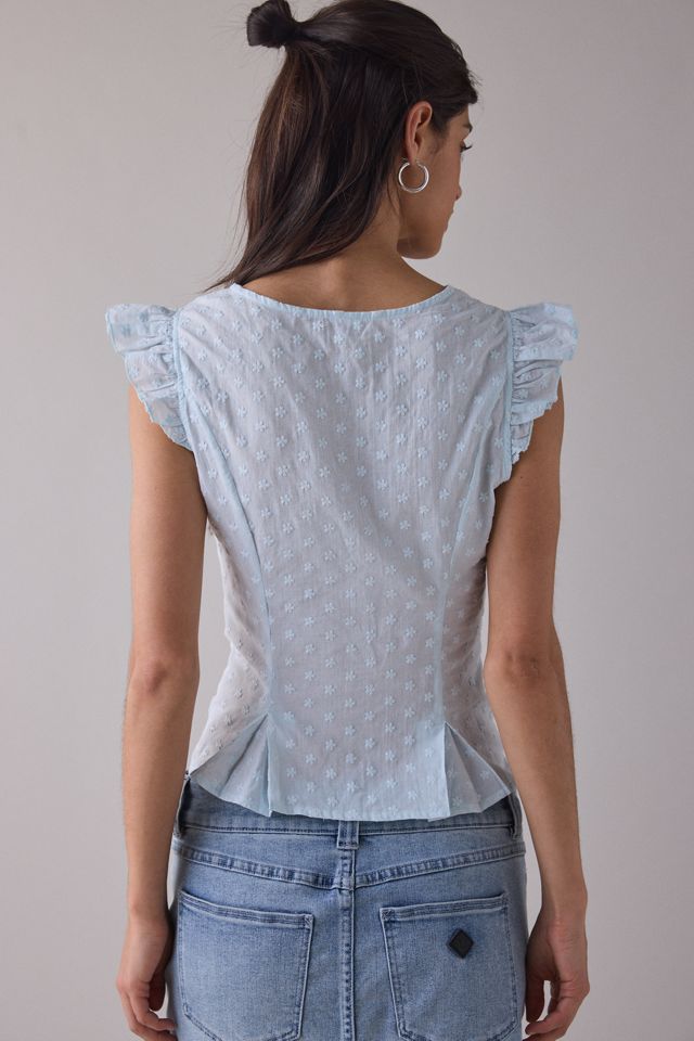 Kimchi Blue Aurelia Lace Trim Flutter Sleeve Blouse #3