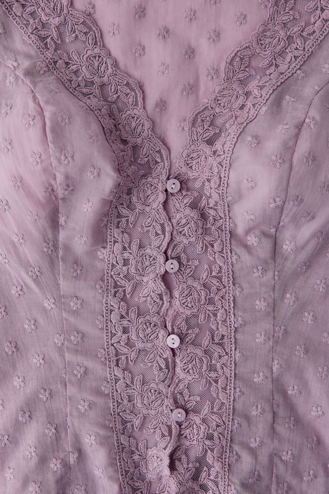 Kimchi Blue Aurelia Lace Trim Flutter Sleeve Blouse #4