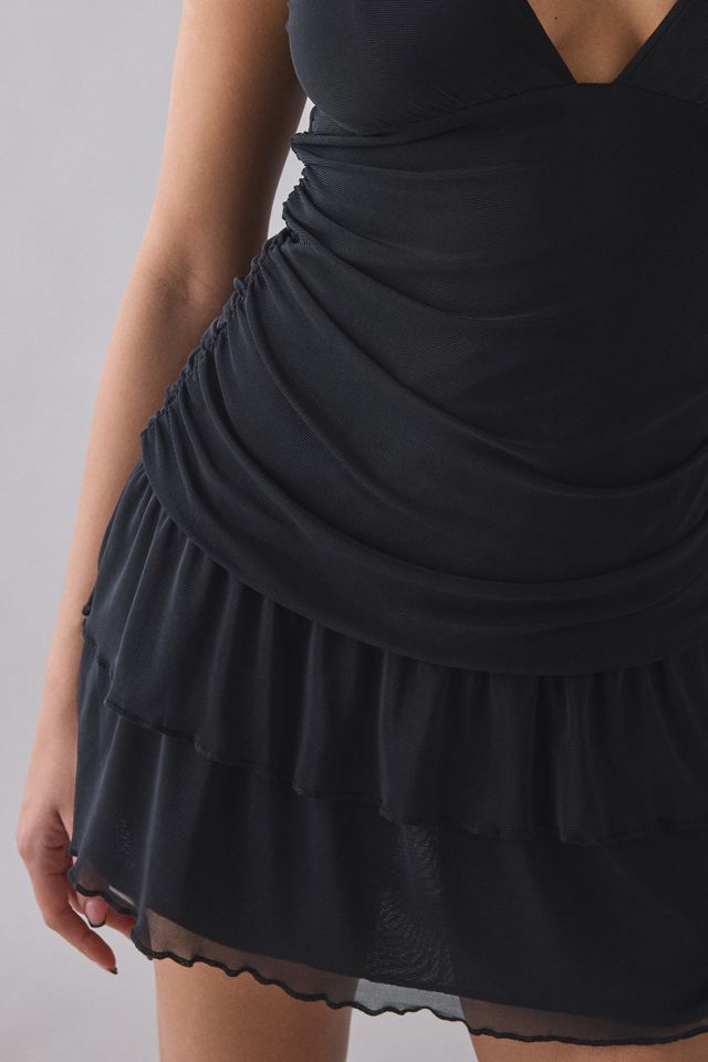 Motel Mowgil Cap Sleeve Drop Waist Mesh Mini Dress | Urban Outfitters