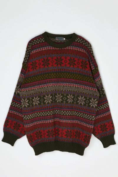 Vintage 90s Dark Colors Fair Isle Sweater