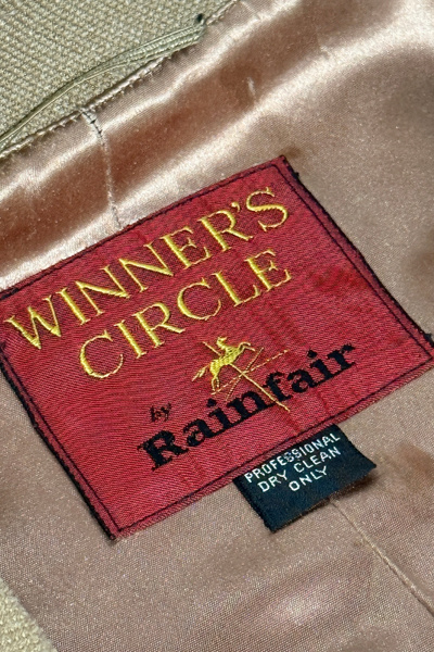 1960's Rainfair Woven Waterproof Wool Satin Lined Long Coat Jacket