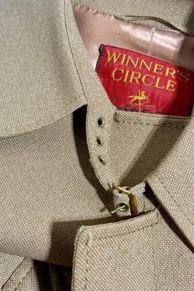 1960's Rainfair Woven Waterproof Wool Satin Lined Long Coat Jacket