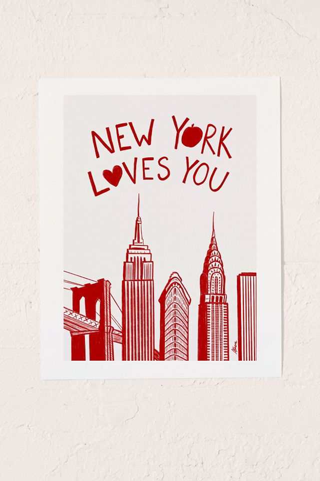 AthenesAtelier New York Loves You Red Art Print #1
