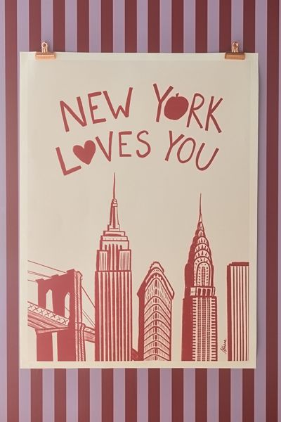 AthenesAtelier New York Loves You Red Art Print