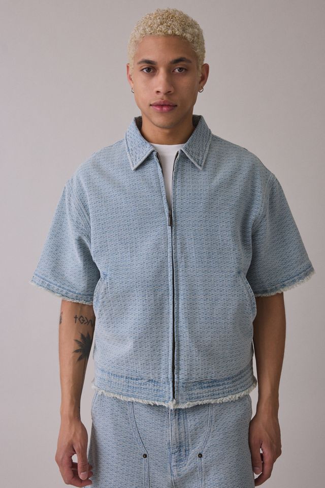 Honor The Gift Vintage Indigo Denim Zip-Up Short Sleeve Overshirt #1