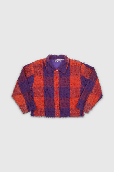 Vintage 90s Textured Plaid Button-Up Jacket