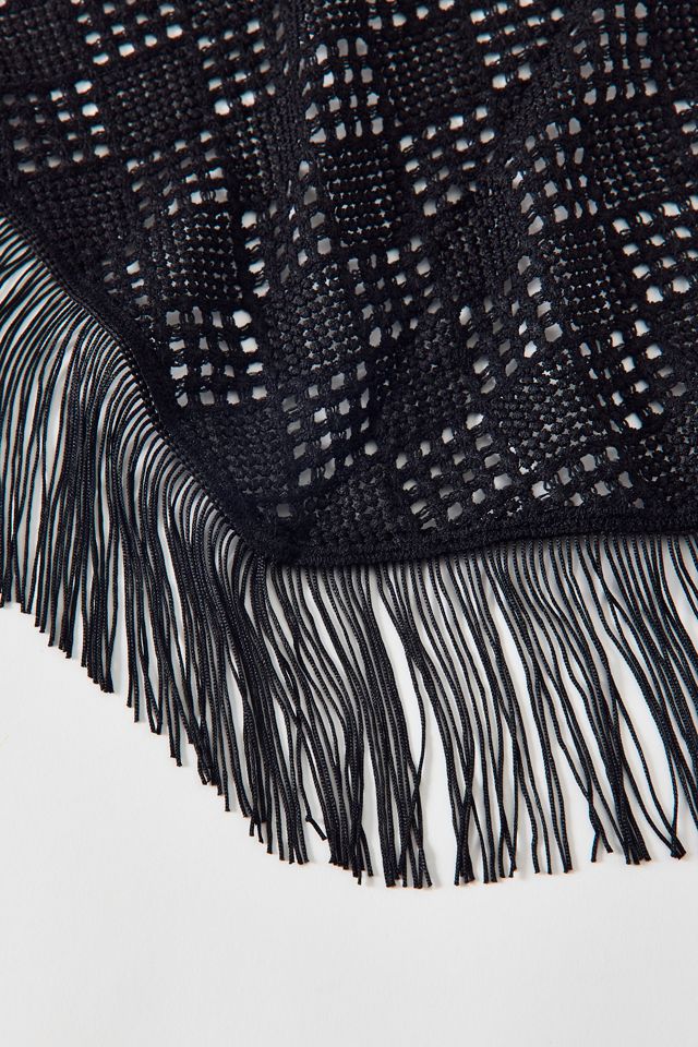 Oversized Fringed Crochet Headscarf #2