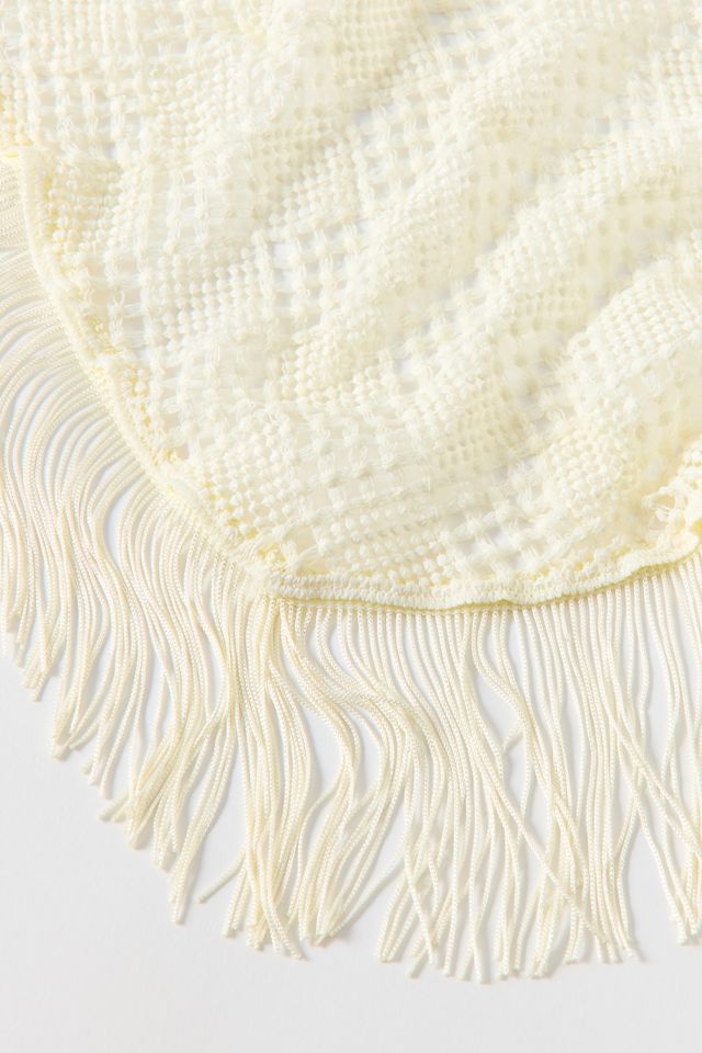 Oversized Fringed Crochet Headscarf #1