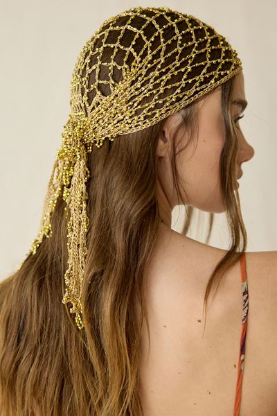 Oversized Fringed Crochet Headscarf
