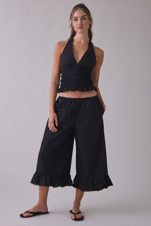 NIA Filippo Smocked Plunging Halter Top #1
